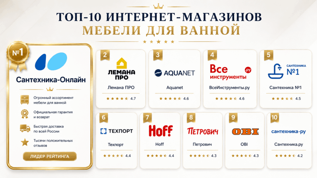 Топ-10 лучших магазинов мебели для ванной Топ-10 лучших магазинов мебели для ванной